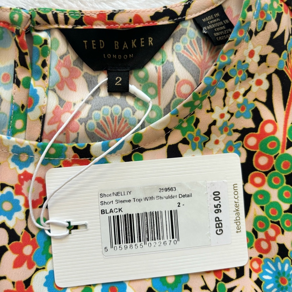 TED BAKER Nelliy Sleeveless Floral Top with Shoulder Detail—4-6 - Picture 8 of 16
